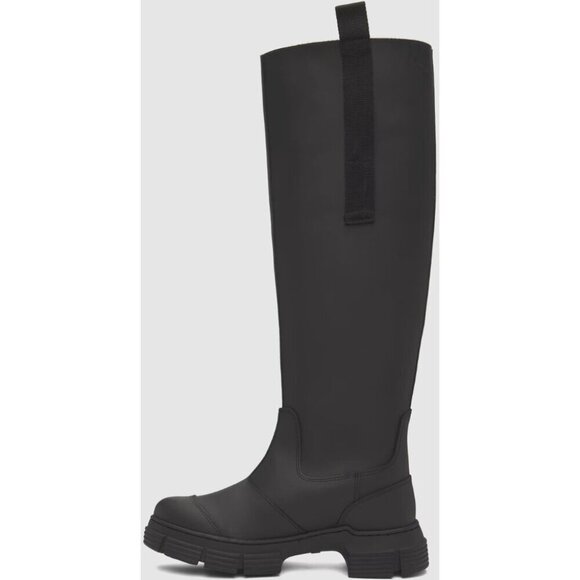 Ganni Rubber Country Boots Size 37 US 7 Black $375 - Picture 1 of 12